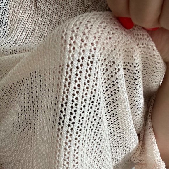 ZARA blush coloured sheer Top with gathered sleeve - Picture 2 of 5